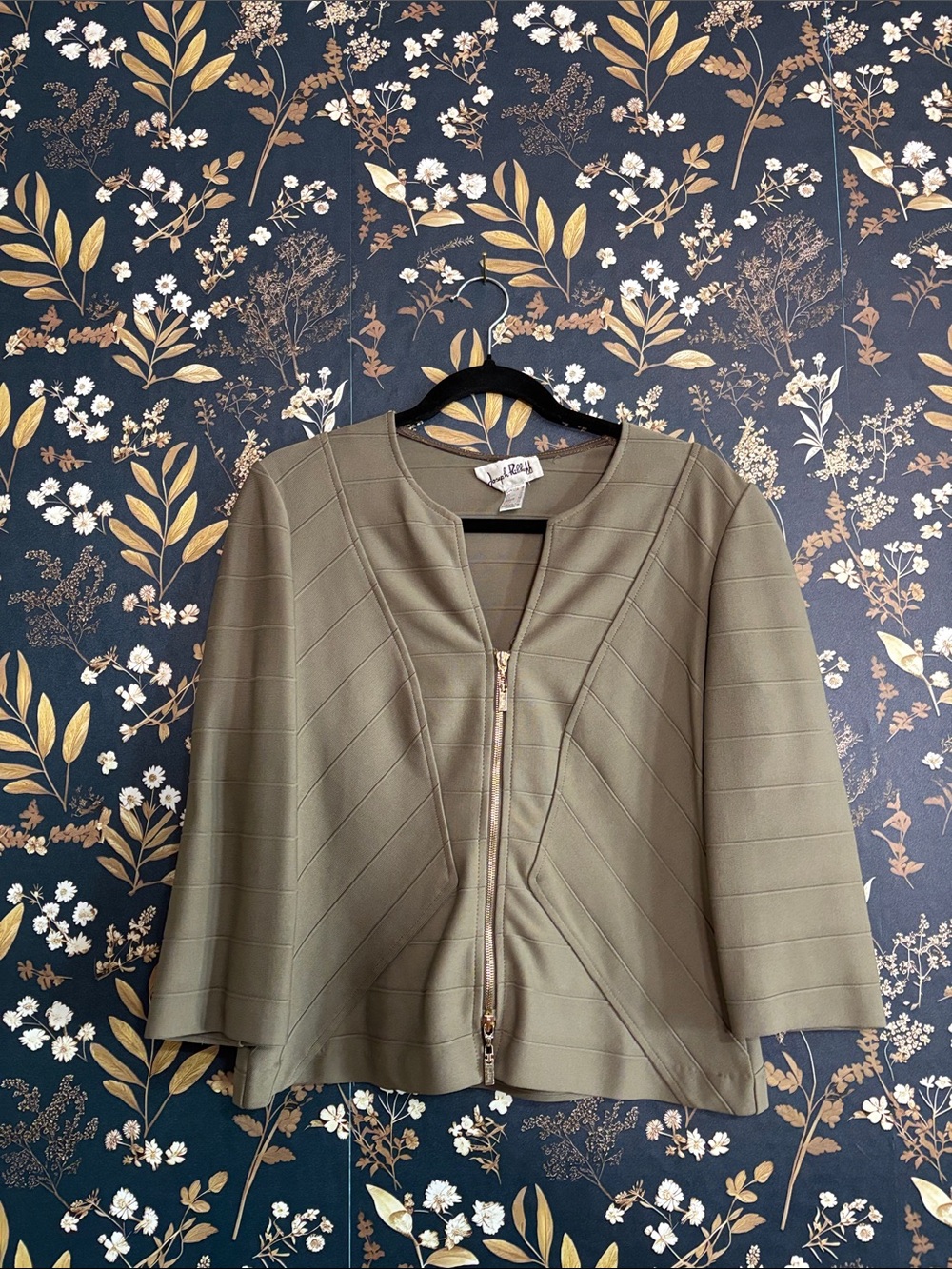Joseph Ribkoff Olive Zip-Front Structured Blazer Size 12